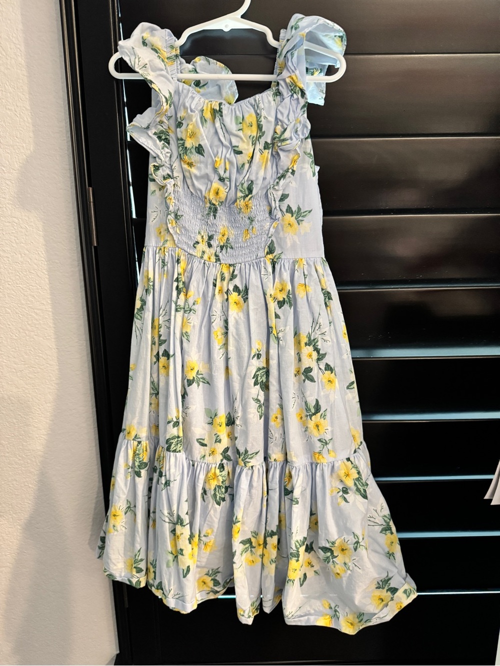 Janie and Jack Light Blue Floral Smocked Sundress with Yellow Flowers